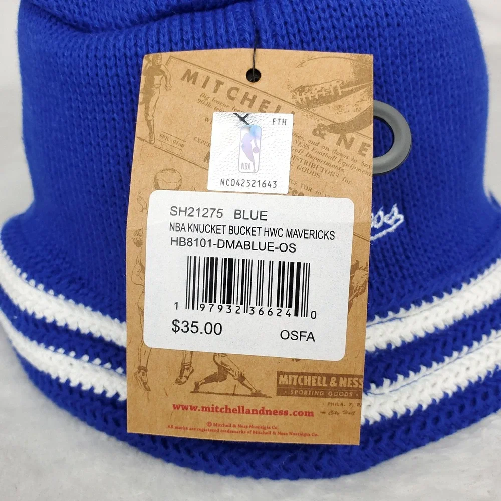 Dallas Mavs Mitchell &‎ Ness NBA Bucket Hat Cap Embroidery Logo Blue NWT